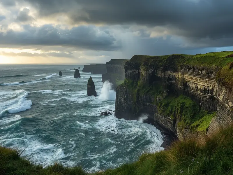 Northern Ireland's rugged coastline facing the Atlantic Ocean