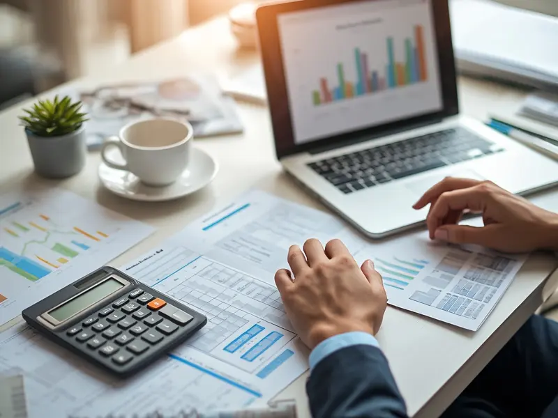 Business professional analyzing membership pricing tiers and return on investment calculations for sustainability network
