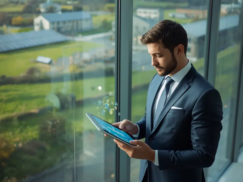 Professional evaluating environmental membership options in sustainable Irish business setting