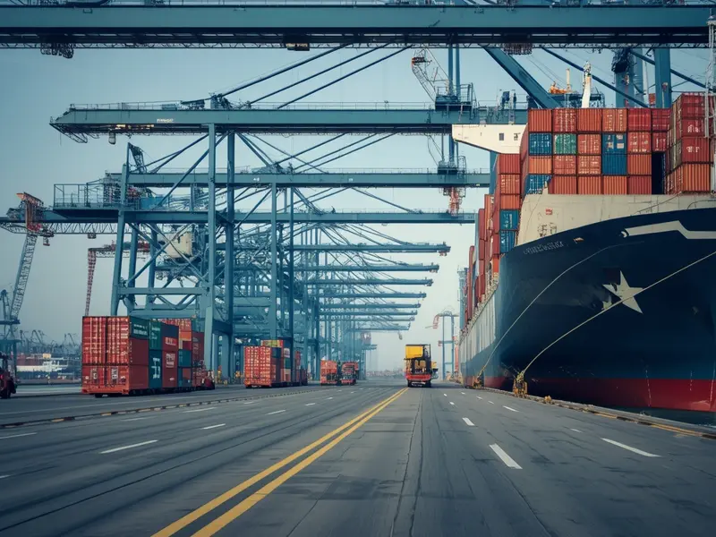 International shipping port showing global supply chain operations representing Scope 3 emissions sources