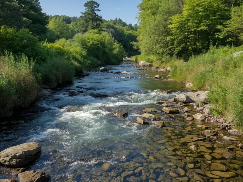 Clean river waterway in Northern Ireland, representing the region's monitored water bodies where 31.2% achieve good or high ecological status