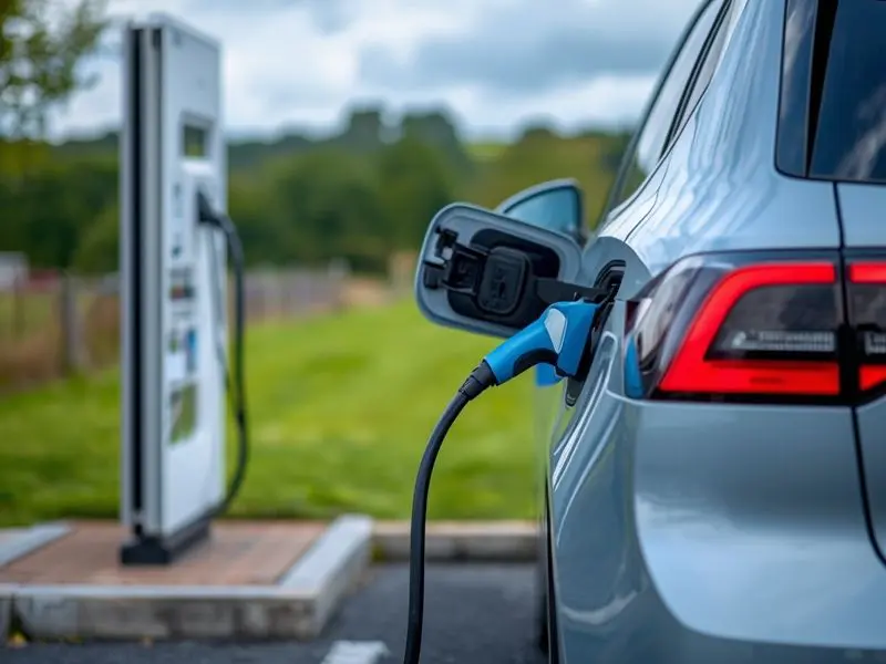 Electric vehicle charging at one of Northern Ireland's 1,847 public charge points supporting transport decarbonization