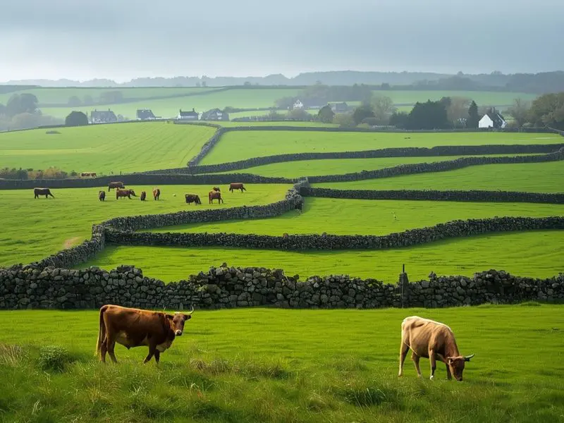 Irish cattle grazing in green pastures illustrating the agricultural sector's significant role in national emissions
