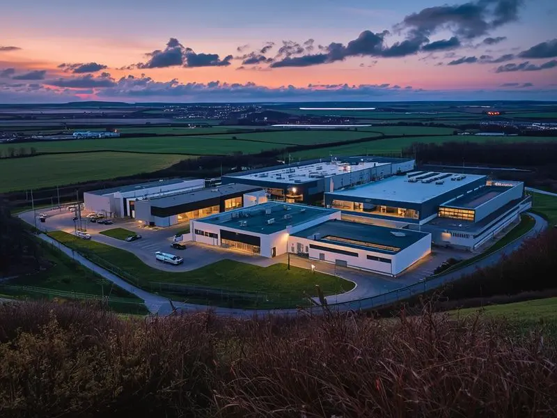Modern industrial facility in Irish landscape demonstrating manufacturing sector's environmental integration